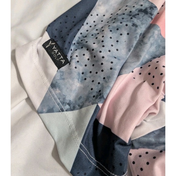Yatta Golf XL Pink Gray Geometric Triangle Polo Performance Shirt VGC - Picture 9 of 9